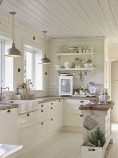 the kitchen is clean and ready to be used for cooking or dining room decorating