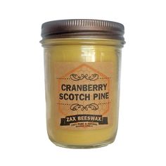 a jar of cranberry scotch pine wax