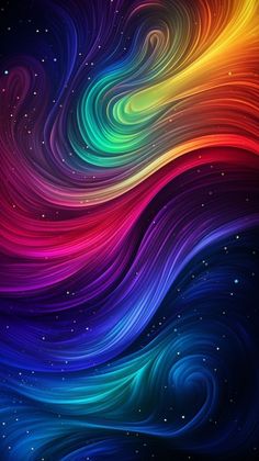 colorful swirls and stars in the night sky