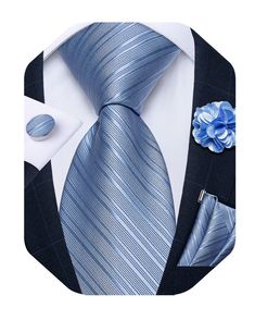 PRICES MAY VARY. 🎁【PURCHASE CONTAINS】Silk Necktie + Pocket Square + Cufflinks + Lapel Pin+ Gift box.It's Proper gift for Father's Day,Christmas Day,Valentine's Day,Thanksgiving Day,Anniversary,birthday ect. 🎁【CLASSIC SIZE】Tie size:59x 3.15 inches(150cm x 8 cm), Pocket Square size: 9 x 9 inches(23*23cm),Cufflink Diameter:0.55 inches(1.4cm).Exquisite men's formal tie set for a variety of dress shirts and suit tuxedo. 🎁【MATERIAL and CRAFT】necktie and pocket square are made from Silk. 2000 stitch Luxury Patterned Suit And Tie Accessories For Formal Occasions, Luxury Professional Ties For Formal Occasions, Pocket Square Size, Formal Tie, Suit Tuxedo, Blue Necktie, Man Weave, Mens Tie, Cufflink Set