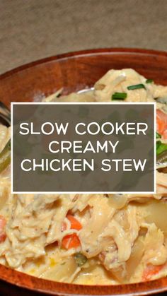 slow cooker creamy chicken stew in a bowl