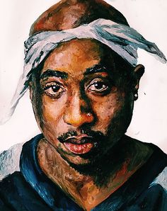 an oil painting of a man with a bandana on his head