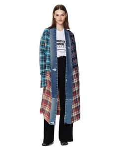 Jackets greg lauren cotton patchwork kimono jacket material: 100% cotton usa Flannel Shirt Refashion, Flannel Kimono, Patchwork Kimono, Greg Lauren, Kimono Shirt, Boho Denim, Horse Artwork, Repurposed Clothing, Denim Ideas