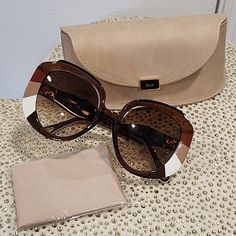 Beautiful New In Box Chlo Sunglasses. Style Number Ce744s, Made In Italy. Multiple Shades Of Brown. Gold End Pieces At End Of Temples Where You Can Attach An Eyeglass Chain. These Frames Are A True Statement Piece! Comes With Everything You See In Photos, Oversized Glasses Case, Cleaning Cloth, Certificate Of Authenticity, And Chlo Box. Chloe Glasses, Chloe Sunglasses, Oversized Glasses, Sunglasses Style, Eyeglass Chain, Shades Of Brown, Glasses Case, Colored Sunglasses, Cleaning Cloth