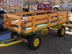 there is a trailer that has a fire hydrant in the back and two tires on it