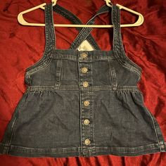 Ae Sleeveless Denim Babydoll Top Nwt!! Cute Denim Blue Cotton Tops, Cute Denim Tops For Summer, Cute Summer Denim Tops, Cute Blue Denim Tops, Cute Denim Top For Spring, Dark Colored Cotton Tank Top For Spring, Dark Wash Cotton Tank Top For Spring, Ruffled Crop Top, Yellow Tank Top