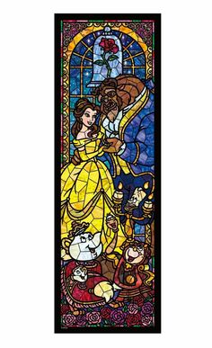 the beauty and the beast stained glass window