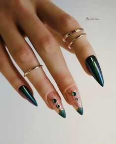 Gel Nails Diy, Almond Nails Designs, Pretty Gel Nails, Almond Nail, Nail Swag, Crystal Nails, Prom Nails, Beauty Ideas