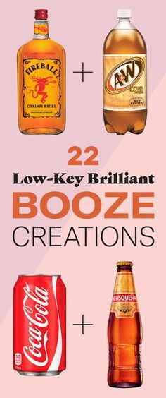 two different types of booze are shown in this graphic style, with the words low - key brilliant booze creations below