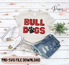 School Spirit Shirts Bulldogs, Bulldogs Svg, Bulldog Svg, Basketball Signs, Cheerleader Svg, Pom Pom Girl, Bulldog Shirt, Spirit Shirts, School School