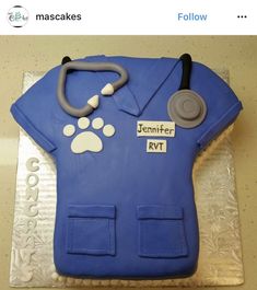 a cake shaped like a shirt with a stethoscope on it