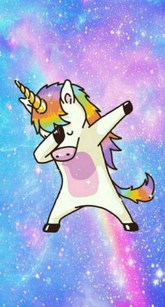 an unicorn flying through the sky with a rainbow on its back and stars in the background