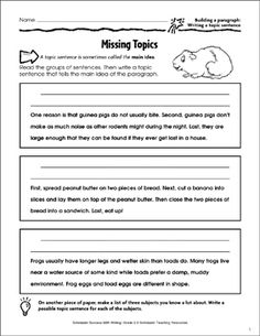 the missing topics worksheet for students to use in their writing and reading skills