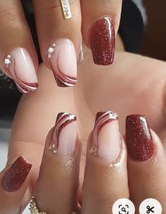 Vampy Nails, Maroon Nail Designs, Nagellack Trends, Maroon Nails, Gel Nail Art Designs, Nude Nail Designs, Plaid Nails, Girly Acrylic Nails