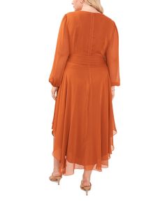 This long sleeve plus-size dress has a rounded hem that works with heels or flats. V Neck Maxi Dress, Maxi Dress Online, Skirt Belt, Handkerchief Hem, Chiffon Maxi, Chiffon Maxi Dress, Plus Size Dress, Womens Maxi Dresses, Nordstrom Dresses