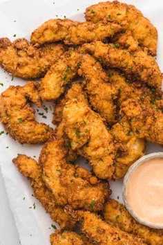 fried shrimp sticks with dipping sauce on the side