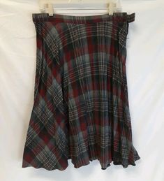 Vintage Harvest Time, Womens Plaid School Girl/ Farm Girl Style Skirt, Long Flaired Fanned Look, Wool Blend, Red Dominant Plaid Pattern. Side Zip and Button Closure. Waist: 16" Hip: 30" Length: 27" Hem: 44" Farm Girl Style, Tartan Skirt, Harvest Time, Farm Girl, Women's Skirts, Plaid Skirt, Plaid Skirts, Knee Length Skirt, Womens Plaid