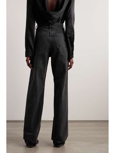 SAINT LAURENT High-rise straight-leg jeans | NET-A-PORTER Modern Full Length Rigid Denim Pants, Modern Straight Jeans, Modern Full-length Jeans For Workwear, Full-length Cargo Jeans For Workwear, Modern Straight Hem Jeans For Workwear, Modern Straight Fit Wide Leg Jeans, Rigid Denim Straight Hem Pants, Straight Jeans For Work, Black Baggy Jeans Outfit