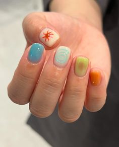 Hello Nails, Hippie Nails, Summer Nail Art, Short Gel Nails, Her Nails, Pretty Gel Nails, Soft Nails, Summer Acrylic Nails