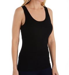 Layered or alone, this lightweight tank is a fashion staple. Made of viscose rayon and spandex knit. Scoop neck. Sleeveless. Straight hem. 2x1 rib knit provides more stretch and better coverage. Knit viscose/spandex is soft and lightweight. Perfect for wearing alone or layering under your favorite top. Three Dots Women's 2x1 Viscose Rib Tank in Black (JY0S021) | Size Large | HerRoom.com Seamless Sleeveless Tank Top For Layering, Basic Sleeveless Tank Top For Layering, Sleeveless Tank Top For Layering, Sleeveless Camisole For Layering, Seamless Crew Neck Tank Top For Layering, Solid Color Sleeveless Camisole For Everyday, Everyday Solid Color Sleeveless Camisole, Scoop Neck Tank Top For Layering, Scoop Neck Tank Top For Everyday Wear