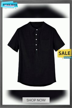 Men's Linen Shirt Summer Shirt Casual Shirt Beach Shirt Henley Spring Summer Short Sleeve Black White Navy Blue Plain Outdoor Street Clothing Apparel Button-down Summer Button-up Shirt With Buttons, Summer Casual Collar Short Sleeve Shirt With Buttons, Summer Shirt With Casual Collar And Buttons, Summer Short Sleeve Shirt With Casual Collar, Casual Collar Short Sleeve Shirt For Summer, Summer Button-up Top With Placket, Solid Color Short Sleeve Shirt With Buttons For Summer, Solid Short Sleeve Shirt With Buttons For Summer, Summer Short Sleeve Shirt With Buttons