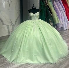 ad eBay - Green Quinceanera Dresses Sweet 16 3D Flowers Prom Party Off Shoulder Ball Gowns - Buy Now, click the link (eBay) Tiana Princess And The Frog Quince Theme, Princess Dress Green, Light Green Prom Dresses, Quince Green, Quinceanera Dresses Green, Dresses Sweet 16, Green Quinceanera, Princess Frog, Mexican Quinceanera