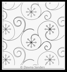 a black and white drawing of snowflakes with swirls on the bottom side