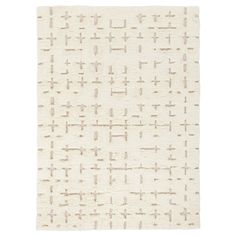 a white rug with crosses on the front and back of it, against a white background