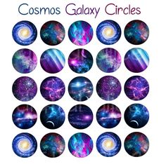 various galaxy circles with stars and planets in them