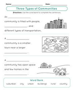 three types of communities worksheet