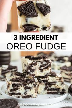 Craving a sweet treat? This easy Oreo fudge is just what you need! With only 3 ingredients -white chocolate, Oreos and condensed milk- this easy recipe makes the creamiest, dreamiest fudge. Perfect dessert idea for a party, potlucks, or holiday gifting! Fudge Recipes Oreo, Easy Pudding Recipes Desserts, Yummy Fudge Recipes, Deserts Recipes Christmas Easy, Three Ingredient Fudge Condensed Milk, Two Ingredient Fudge Condensed Milk, White Chocolate Oreo Fudge, Easy Oreo Fudge, Dye Free Desserts