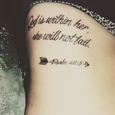 a woman with a tattoo saying god is within her she will not fail