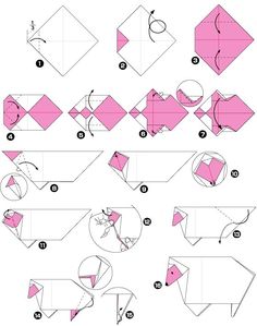 step by step instructions to make origami animals for kids and adults, with pictures