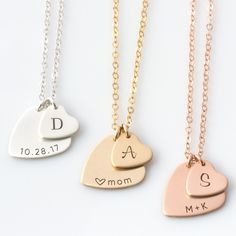 "Mother's Day Heart Necklace, Mom Necklace Kids Initials, New Mom Necklace, Nana Necklace, Gift for Her, Gift for Grandma, Gift for Mom Personalize this beautiful heart with the word of your choice and an initial for each of your little ones! Offered in quality 14k gold fill, sterling silver, and rose gold fill, a beautiful piece your wife, mom, grandma, best friend, any special woman in your life will enjoy and wear close to their heart. HOW - TO - ORDER 1. Select your options from the drop dow Heart Shaped Name Necklace For Gifts, Heart-shaped Name Necklace As Gift, Double Heart Necklace For Anniversary And Mother's Day, Mother's Day Double Heart Necklace With Heart Beads, Mother's Day Heart Necklace With Charms, Mother's Day Gift Heart Necklace With Charms, Heart Charm Necklace For Anniversary And Mother's Day, Heart Charm Necklaces For Mother's Day, Heart Charm Necklaces With Heart Beads For Mother's Day