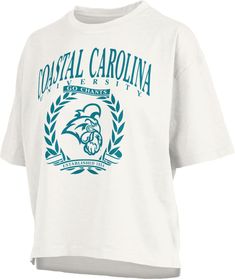 Design Short sleeve, crew-neck t-shirt Tagless collar with interior taping Standard fit Style and Team Spirit Screen-printed team graphics Pressbox® logo tag Additional Details Machine washable Officially licensed product Coastal Carolina, Sister Shirt, Logo Tag, Fit Style, Team Spirit, South Carolina, Neck T Shirt, Fun Sports, Fitness Fashion