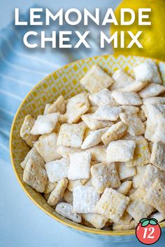 Lemonade Puppy Chow | 12 Tomatoes Lemon Chex Mix, Lemon Chex, Chex Cereal Recipes, Lemon Puppy Chow, Cereal Snacks, Chex Cereal