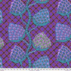 Free Spirit Fabric - Kaffe Fassett Collective - Paisley Flower - Blue Kaffe Fassett Fabric, Paisley Flower, Yellow Garden, Free Spirit Fabrics, Bright Pastels, Pick And Mix, Charity Shop, Kaffe Fassett, Eclectic Design