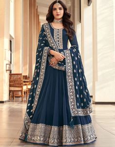 Comfortable dresses that look stylish too? YES PLEASE! Blue Georgette Anarkali Salwar Suit Order Online: https://bit.ly/3YmeDQm Use Code : ARABIC21 and get 15% off on $150 + Purchase #arabicattire #trending #eid #muslimdress #fashion #suitdress #pantstyle #anarkali #palazzo #designer #salwaarkameez #buysalwarkameez #salwaardress #latestcollection Floor Length Anarkali, Georgette Anarkali, Modest Evening Dress, Anarkali Salwar, Look Festival, Abaya Style, Beautiful Pakistani Dresses, Salwar Kamiz, Desi Clothes