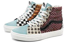 Vans Sk8-Hi 'Tiger Patchwork' Black/True White VN0A4BV61IO Push Kick, Vans Sk8 Hi Reissue, Rare Vans, Red Vans, Hello Lover, Vans Style, Vans Sk8 Hi, Lace Sneakers, Vans Slip On