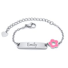 PRICES MAY VARY. Personalized Child ID Bracelet Material & Plating: we use 316 stainless steel and vaccum plating. It does not tarnish and oxidize, It is able to endure a lot of wear and tear. And it is amazingly hypoallergenic.Lead-Free & Nickel-Free, and Hypoallergenic, safe for sensitive skin. High Polished, Very smooth surface. Personalized gift idea for Babies & Children, Boys & Girls, Toddler, New born baby, Custom it with a name or birth date, special words, message etc. Perfect gift for Adjustable Pink Stainless Steel Charm Bracelet, Adjustable Pink Stainless Steel Bracelet, Pink Adjustable Stainless Steel Bracelet, Pink Nameplate Jewelry For Birthday, Adjustable Stainless Steel Bracelet For Birthdays, Adjustable Stainless Steel Bracelet For Birthday, Baby Bar, Bar Bracelet, Special Words