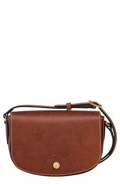 Longchamp Épure Leather Crossbody Bag | Nordstrom Fall Leather Trim Crossbody Shoulder Bag, Brown Crossbody Bag With Arcuate Shoulder Strap, Brown Leather-backed Crossbody Flap Bag, Brown Leather Trim Crossbody Shoulder Bag, Longchamp Leather Bag, Cognac Crossbody Bag With Leather Trim, Longchamp Crossbody Bag, Longchamp Crossbody, Fabric Gift Bags