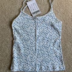 Nwt One Size But Fits Xs Best In Stores Only No Flaws Also Selling As A Set W/Matching Shorts Cotton Stretch Floral Print Tank Top, Light Blue Fitted Cami Top, Fitted Light Blue Cami Top, Blue Cotton Cami Top, Light Blue Casual Cami Top, Casual Light Blue Cami Top, Blue Cami Top For Spring, Light Blue Fitted Casual Tank Top, Casual Light Blue Fitted Tank Top