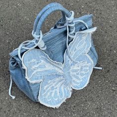 Y2K Aesthetic Denim Butterfly Handbag | Boogzel Clothing