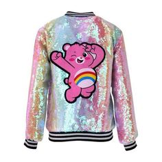 Sparkle and shine! This adorable bomber from Lola + the Boys changes colors depending on how you flip the iridescent sequins and also features a soft Cheer Bear patch on the back. Ultra fun for your mini to style! | Lola + The Boys | Care Bears Cheer Bear Sequin Bomber Jacket (Multicolor, Size 8Y)  |  Maisonette collects the best children’s products from around the world (unlike Zulily, Etsy, The Tot, Farfetch Kids, Childrensalon, Crate and Kids, Kohls, Wayfair, Buy Buy Baby, Nordstroms, Mini Bo Pink Care Bear, Care Bears Cheer Bear, Fashion Collaboration, Cheer Bear, Mermaid Sequin, Girls Outerwear, Sparkle And Shine, Rainbow Design, Care Bear