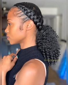 This Dutch braid ponytail style DIY #hair #hairstylist #hairstyles Diy Braided Hairstyles, Braided Ponytail Black Hair, Dutch Braid Ponytail, Braid Ponytail, Natural Curls Hairstyles, Natural Hair Styles Easy