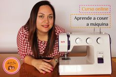 a woman sitting in front of a sewing machine with the caption, aprrente a coser a maquina