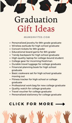 graduation gift ideas for the graduate in your life - infographical poster templates