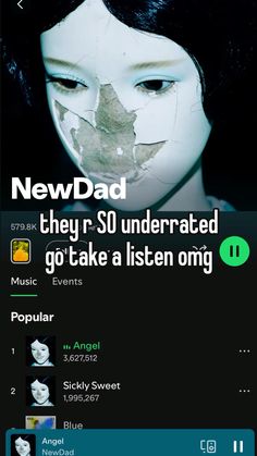 a cell phone screen with an image of a woman's face and the text new dad