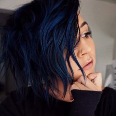 Coraline Hair, Short Blue Hair, Blue Black Hair, Dark Blue Hair, Dye Ideas, Frontal Hairstyles, Boys Long Hairstyles, Penteado Cabelo Curto, I'm Afraid