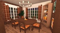 Bloxburg Autumn Color Schemes, Traditional House Interior, Fall Living Room Ideas, Bloxburg Rooms, Halloween Dining Room, Bloxburg Building, Bloxburg Hacks, Bloxburg Outfits